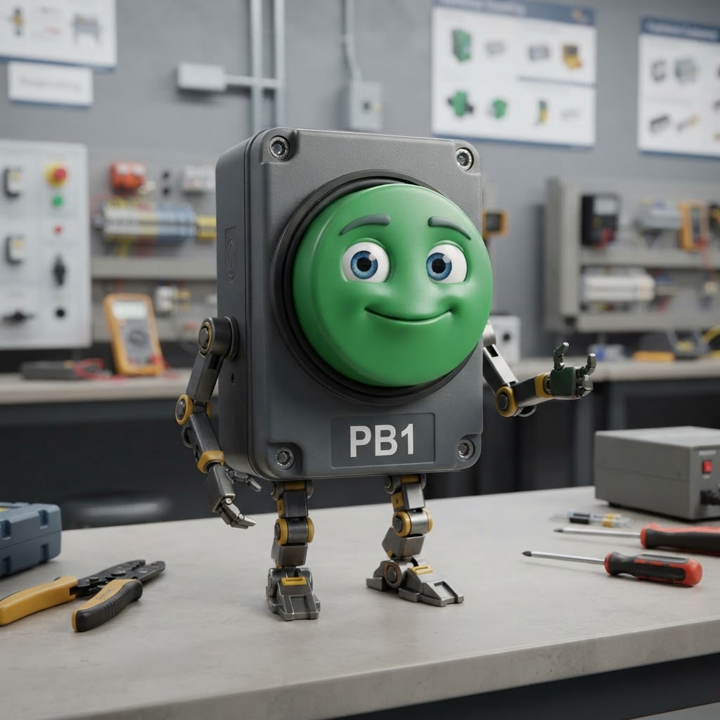 緑色の押しボタンPB1のキャラクター